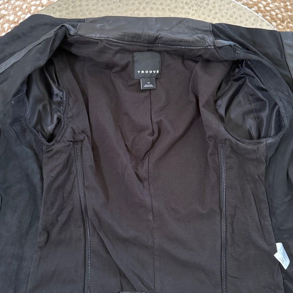 Trouve Black Drape Front Leather Moto Jacket XS EUC Lightweight
